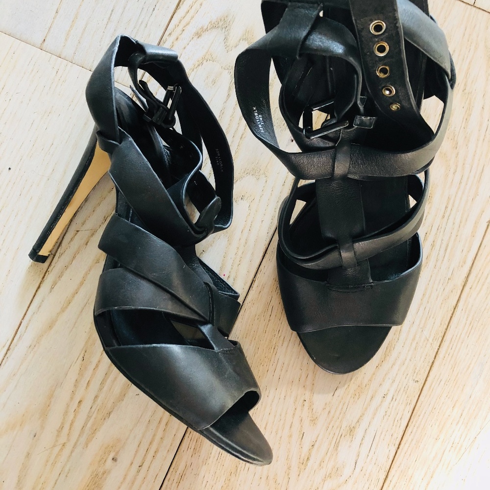 Topshop Black Strappy Heels